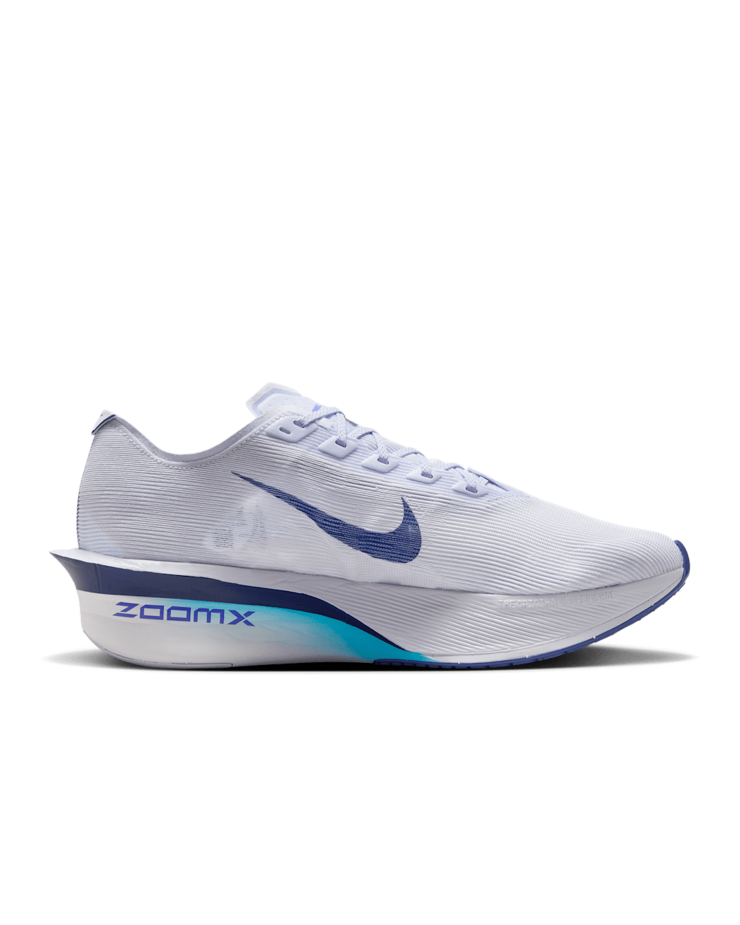Nike Vaporfly 4 Road Racing Shoes - Ghost/Persian Violet/Football Grey/Blue Void - 1